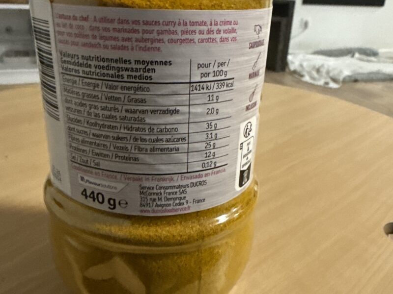 Poudre de curry Ducros (Foodservice) Grand format – Idéal pour la cuisine en quantité ou usage professi